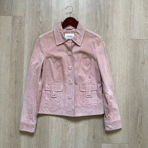 Vintage 2000s Women's Pink Leather Jacket